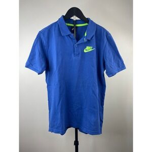Nike Mens Blue Neon Green Embroidered Logo Cotton Pique Polo Shirt 829361-480 M